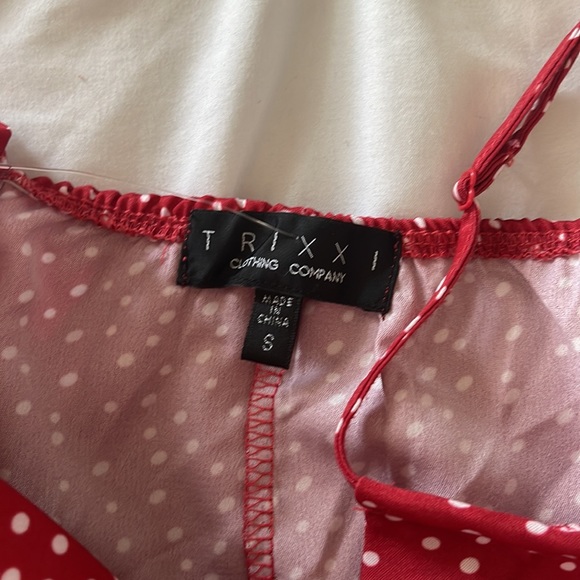 Red and white polka dot cowl neck bodysuit - Picture 3 of 4